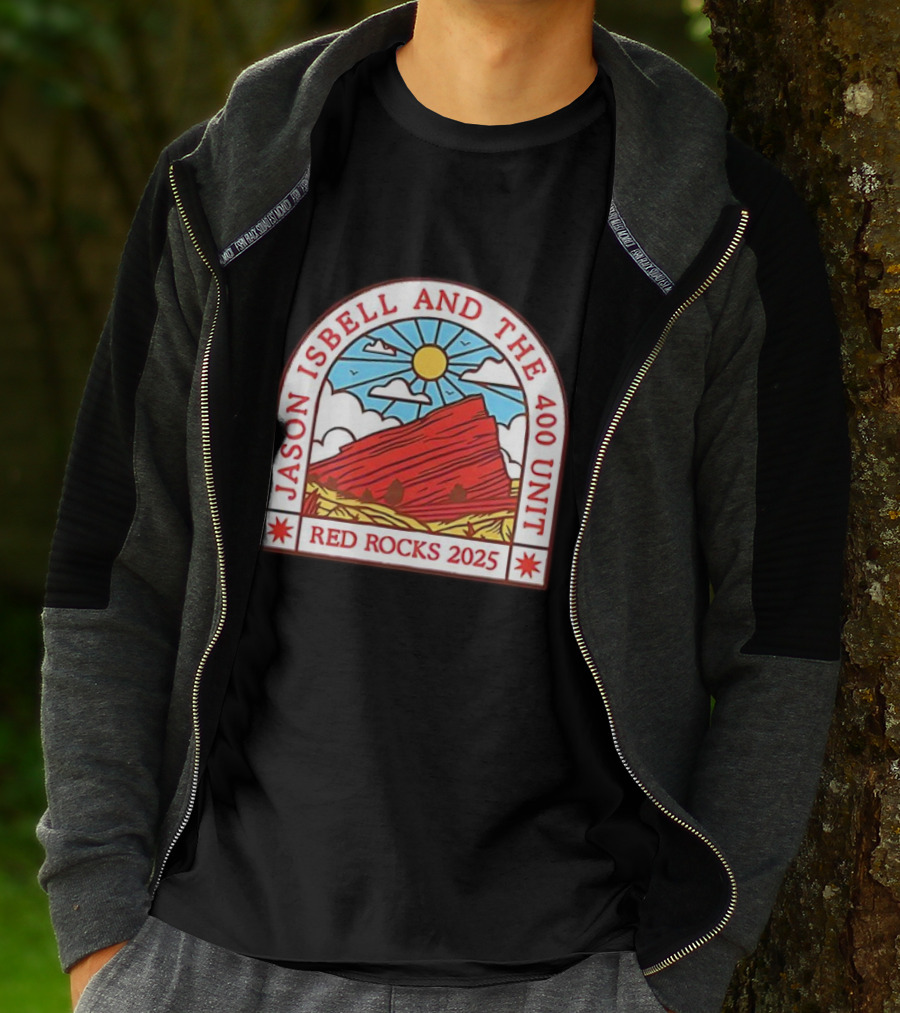 Jason Isbell And The 400 Unit Red Rocks 2025 Sun And Mountains T-Shirt
