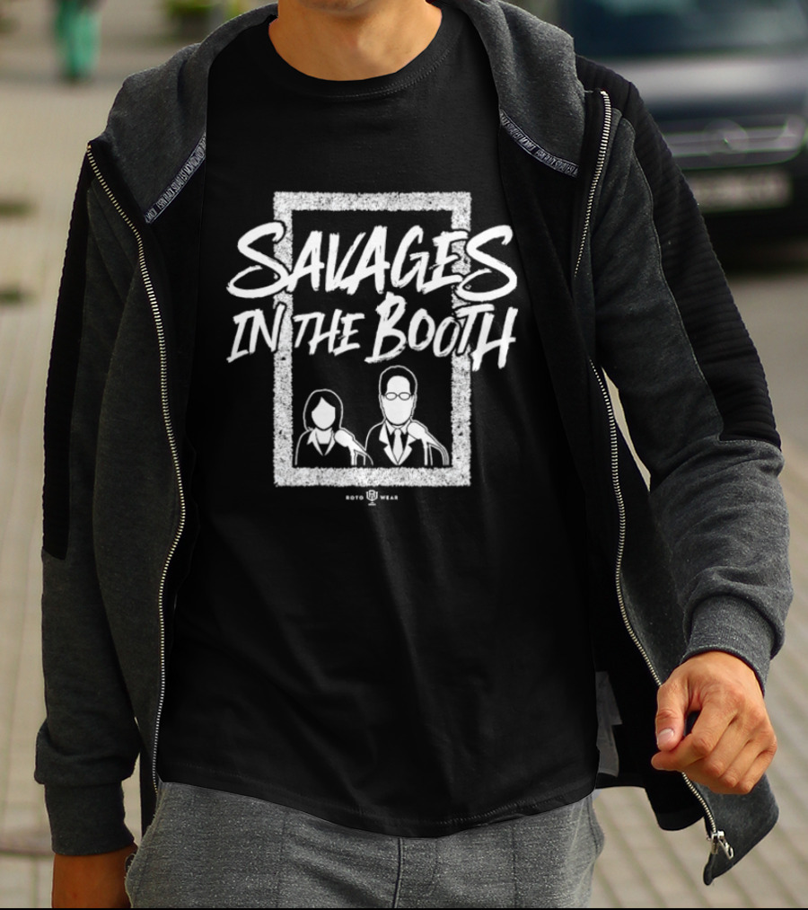 John Sterling Suzyn Waldman Savages In The Booth Vintage Radio Theme T-Shirt