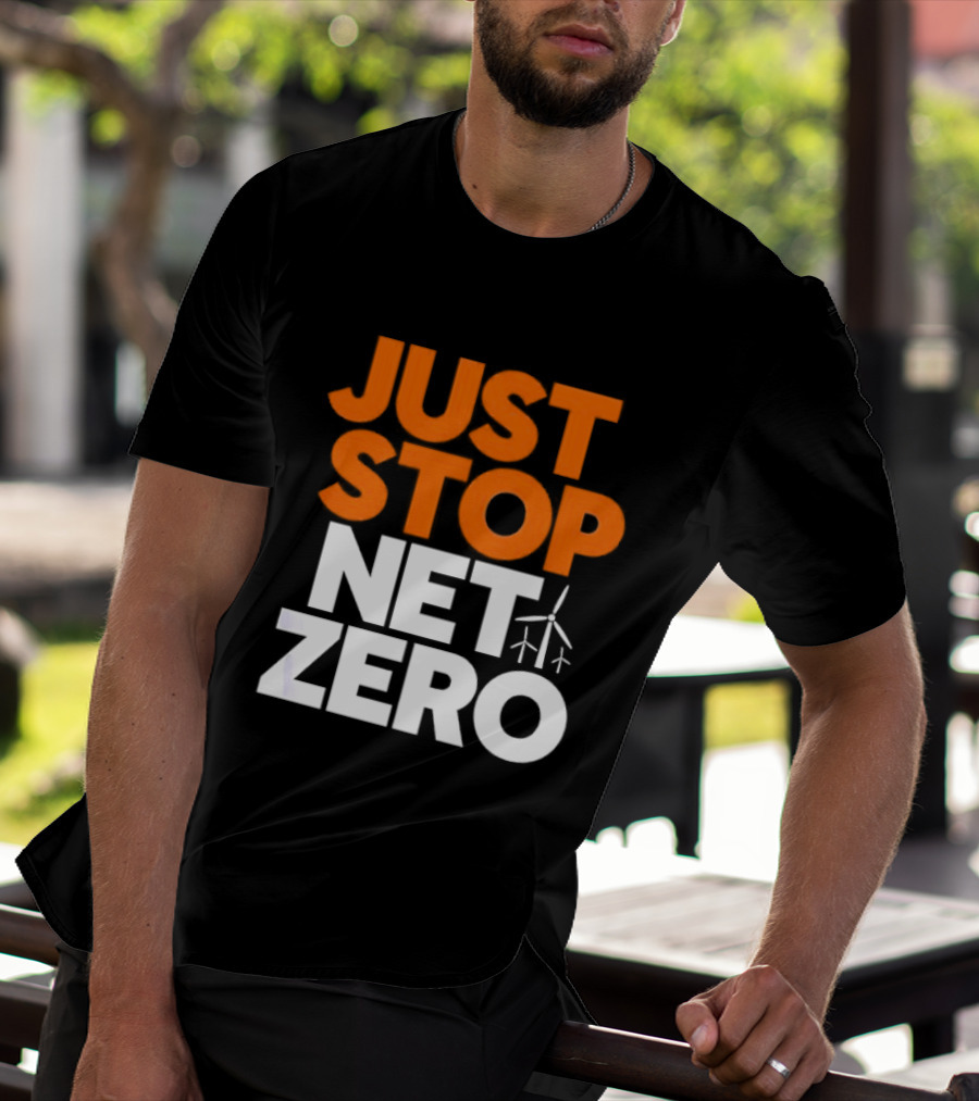 Just Stop Net Zero Wind Turbine Icon T-Shirt