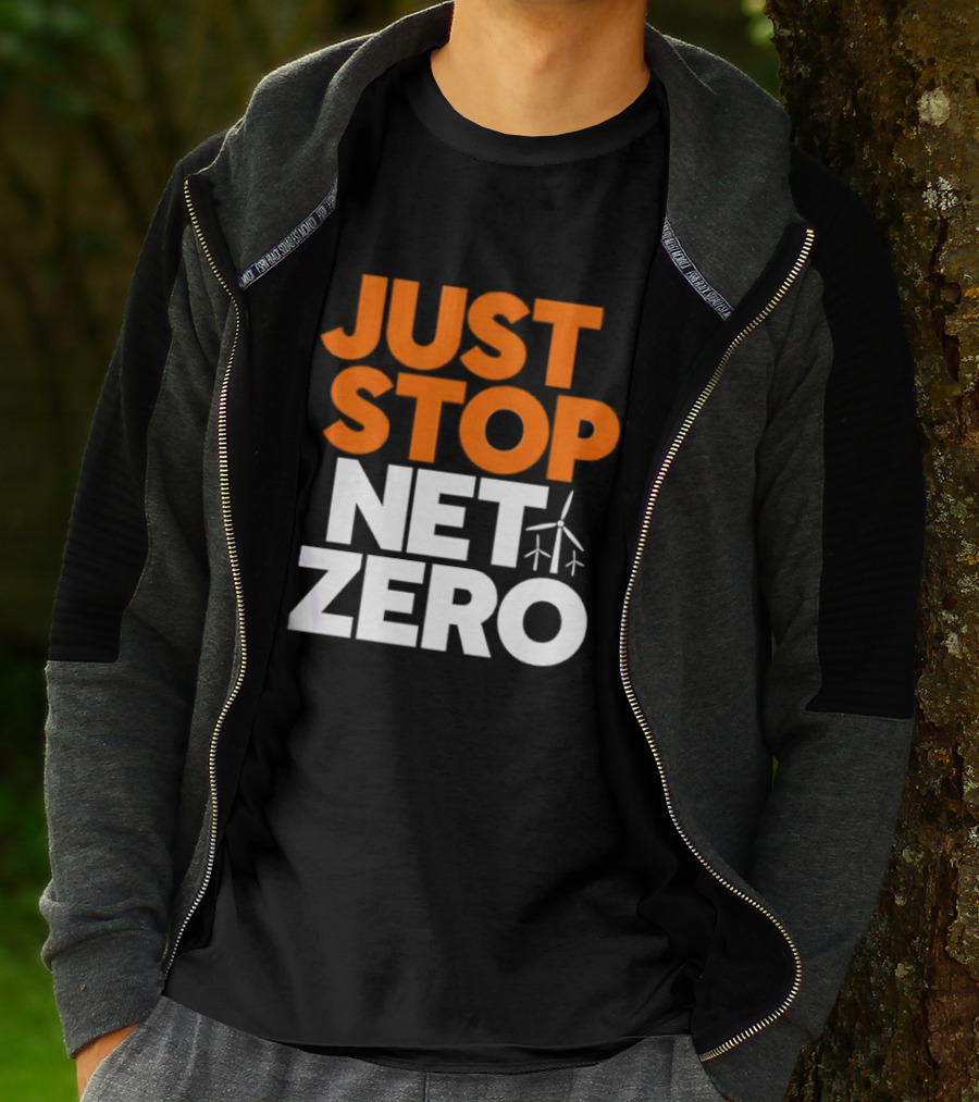 Just Stop Net Zero Wind Turbine Icon T-Shirt