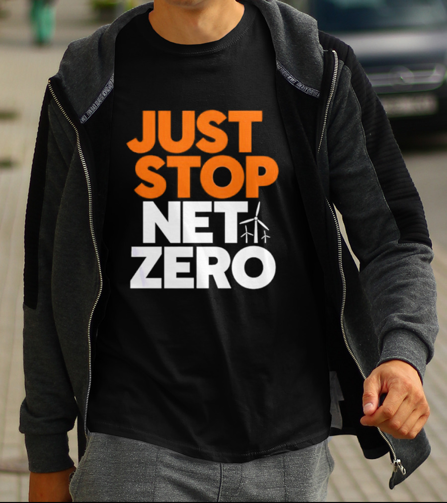 Just Stop Net Zero Wind Turbine Icon T-Shirt