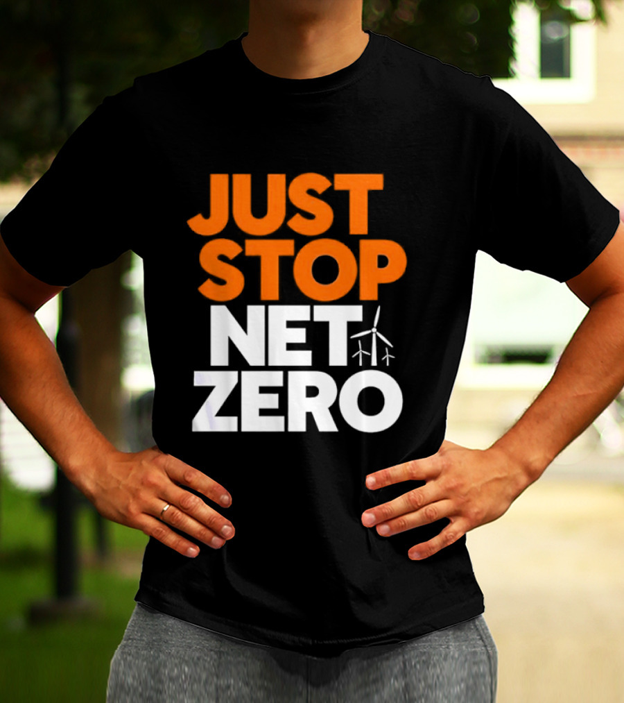 Just Stop Net Zero Wind Turbine Icon T-Shirt