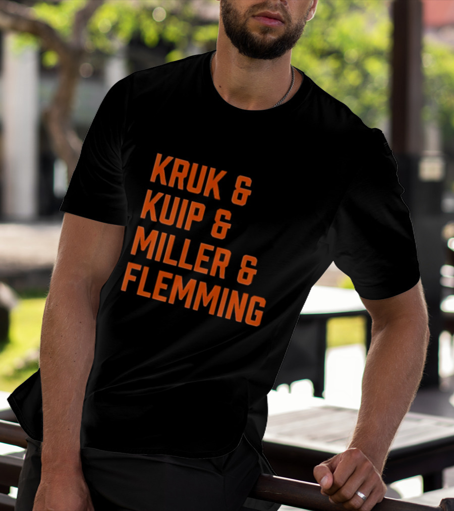 Kruk Kuip Miller Flemming Baseball Broadcasters Orange Text T-Shirt