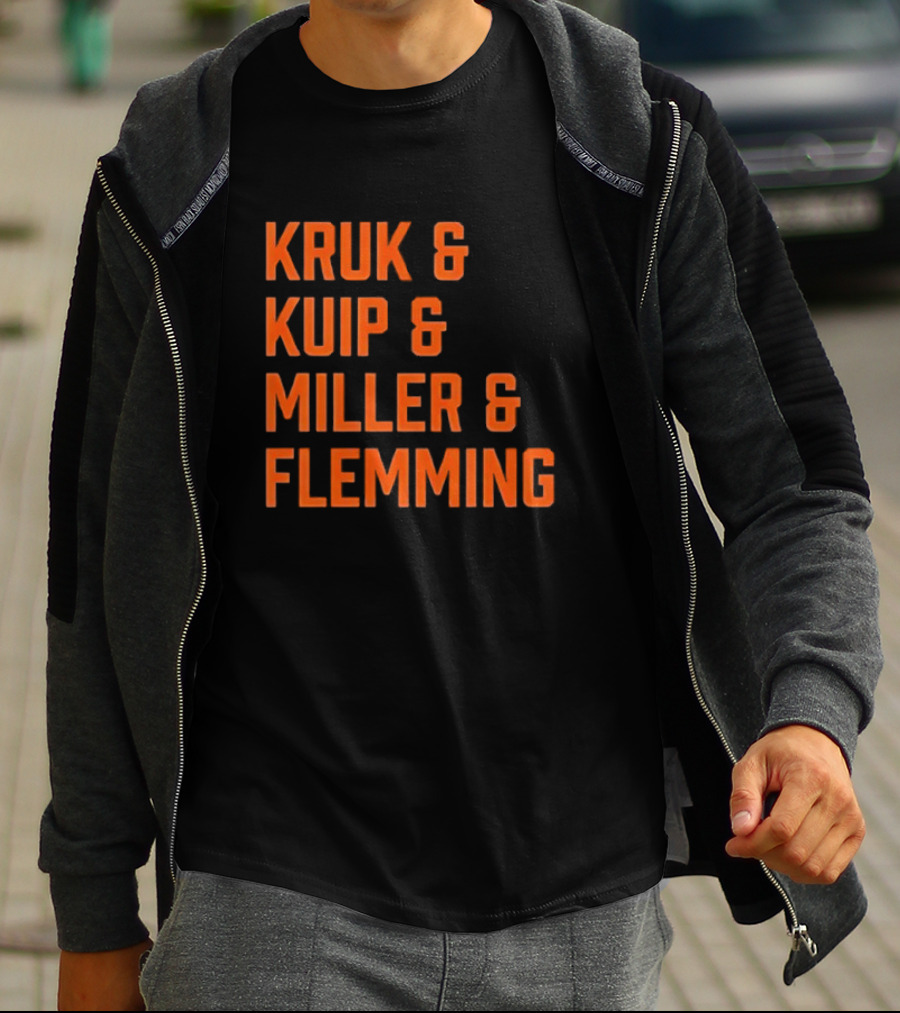 Kruk Kuip Miller Flemming Baseball Broadcasters Orange Text T-Shirt