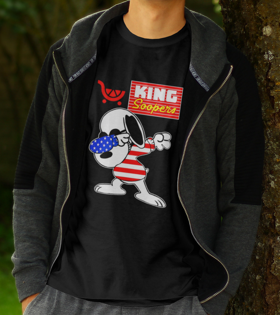 King Soopers Snoopy Dabbing USA Flag Style T-Shirt