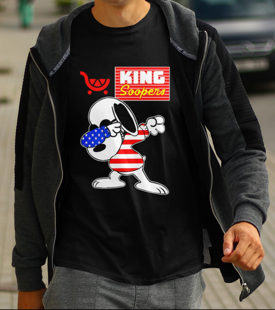 King Soopers Snoopy Dabbing USA Flag Style T-Shirt