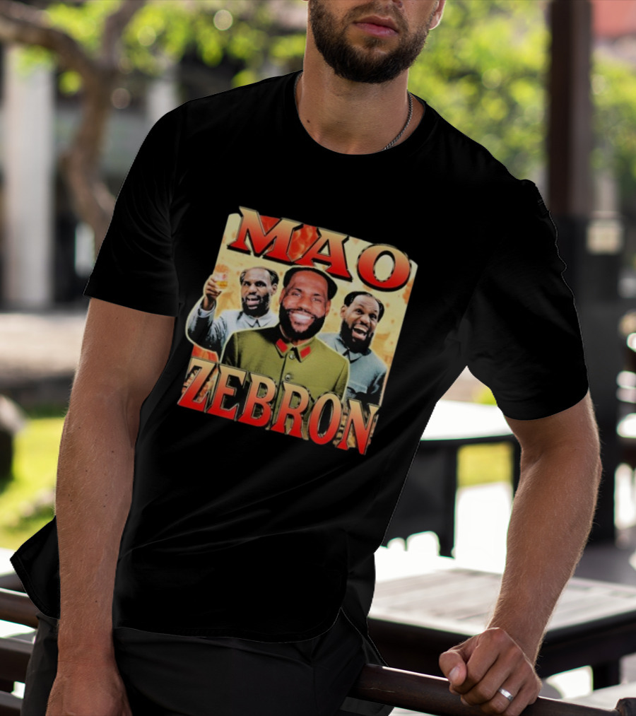 Mao Zebron Lebron James Fusion In Vintage Propaganda Style T-Shirt