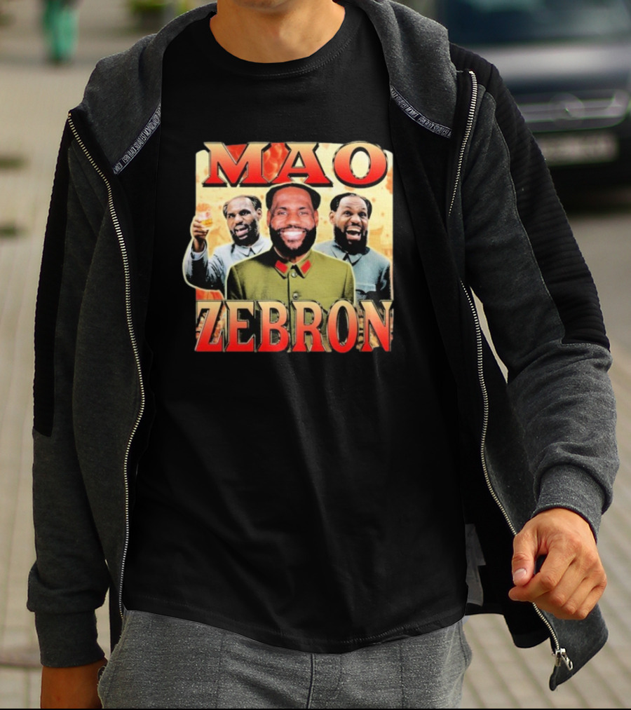 Mao Zebron Lebron James Fusion In Vintage Propaganda Style T-Shirt