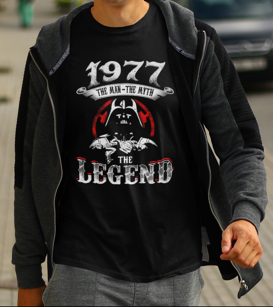 1977 The Man The Myth The Legend Star Wars Darth Vader Tie Fighter T-Shirt