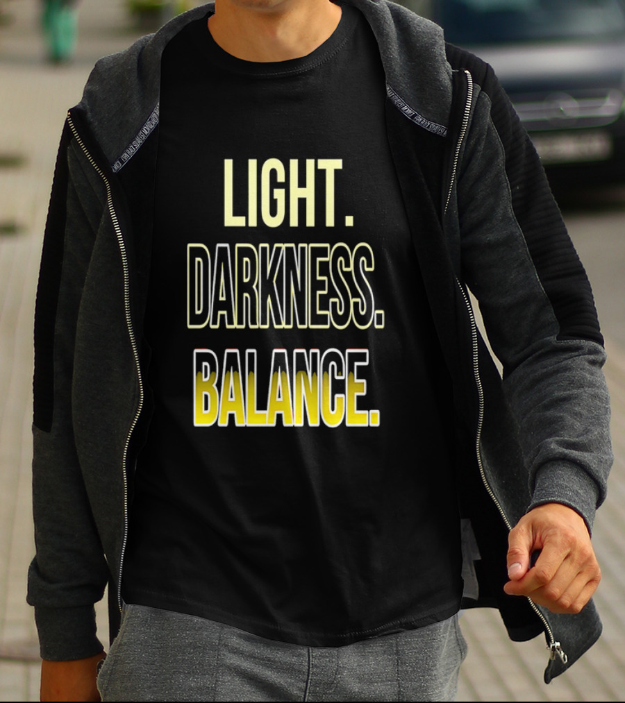 Light Darkness Balance Text In Yellow And Black Typography T-Shirt