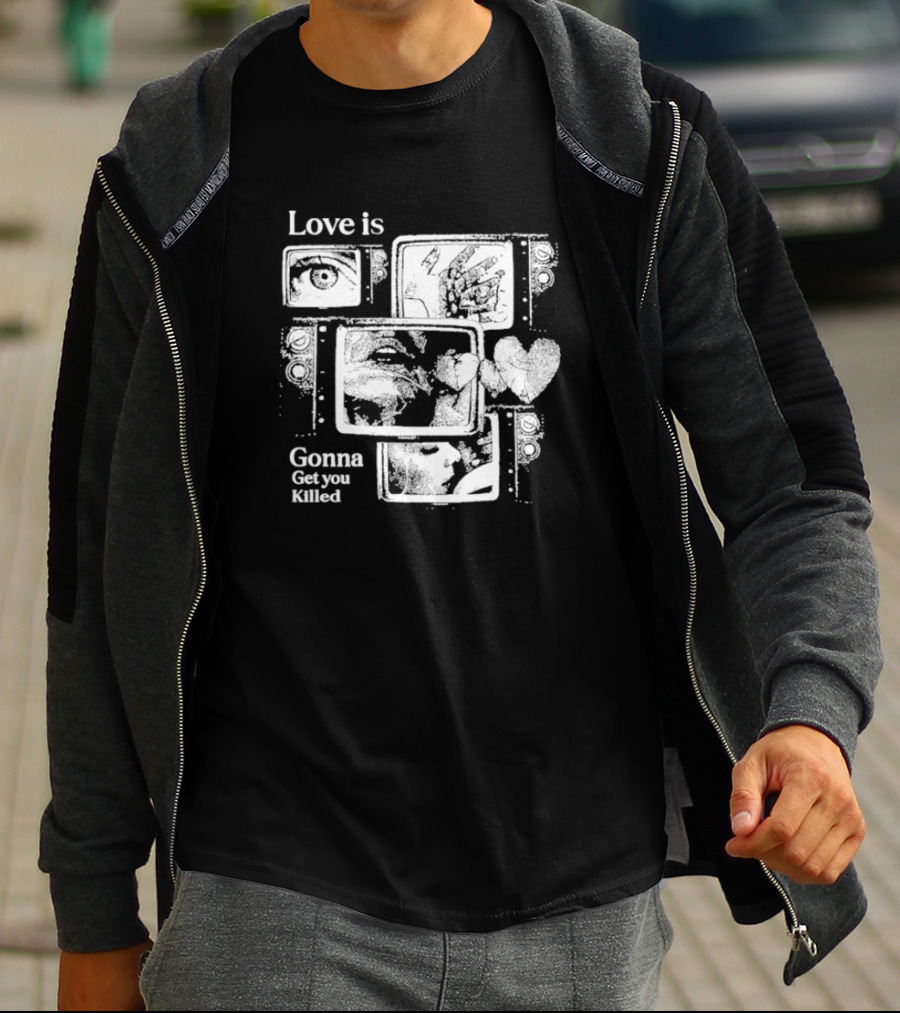Love Is Gonna Get You Killed Eyes And Heart Panels T-Shirt