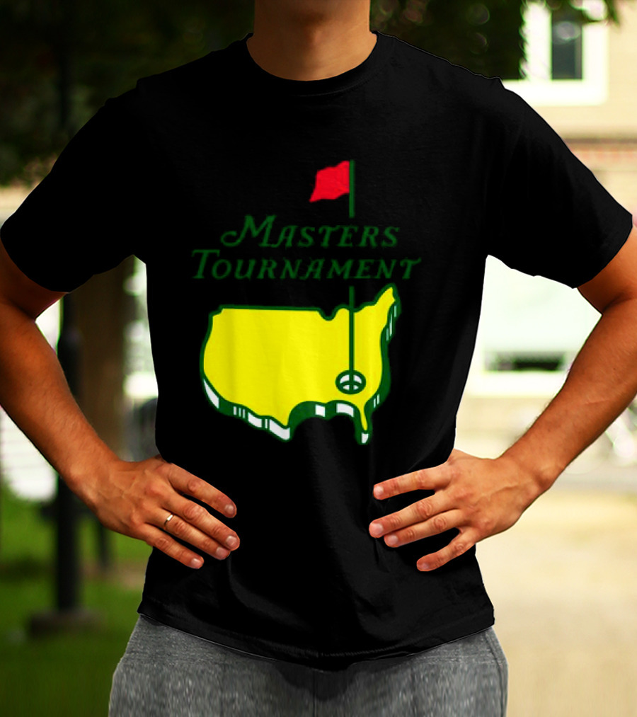 Masters Tournament Yellow Map With Red Flag T-Shirt
