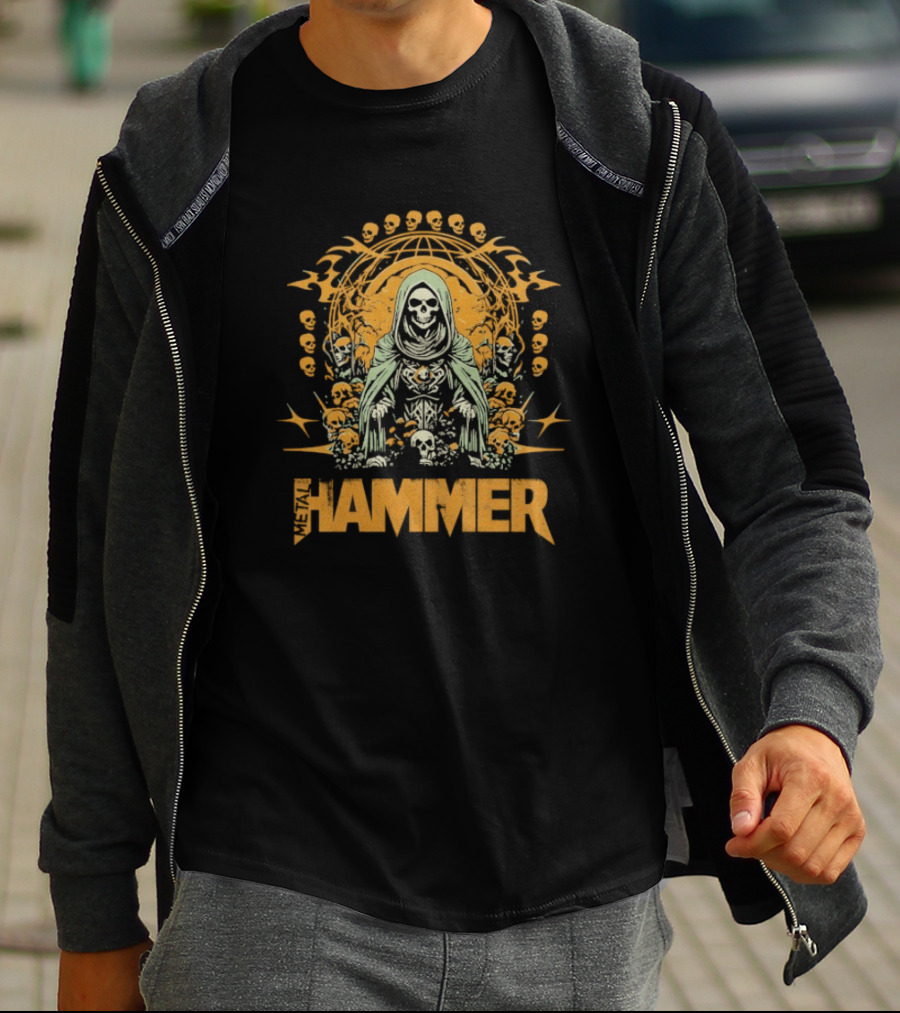 Metal Hammer Skull Wreath Grim Reaper T-Shirt