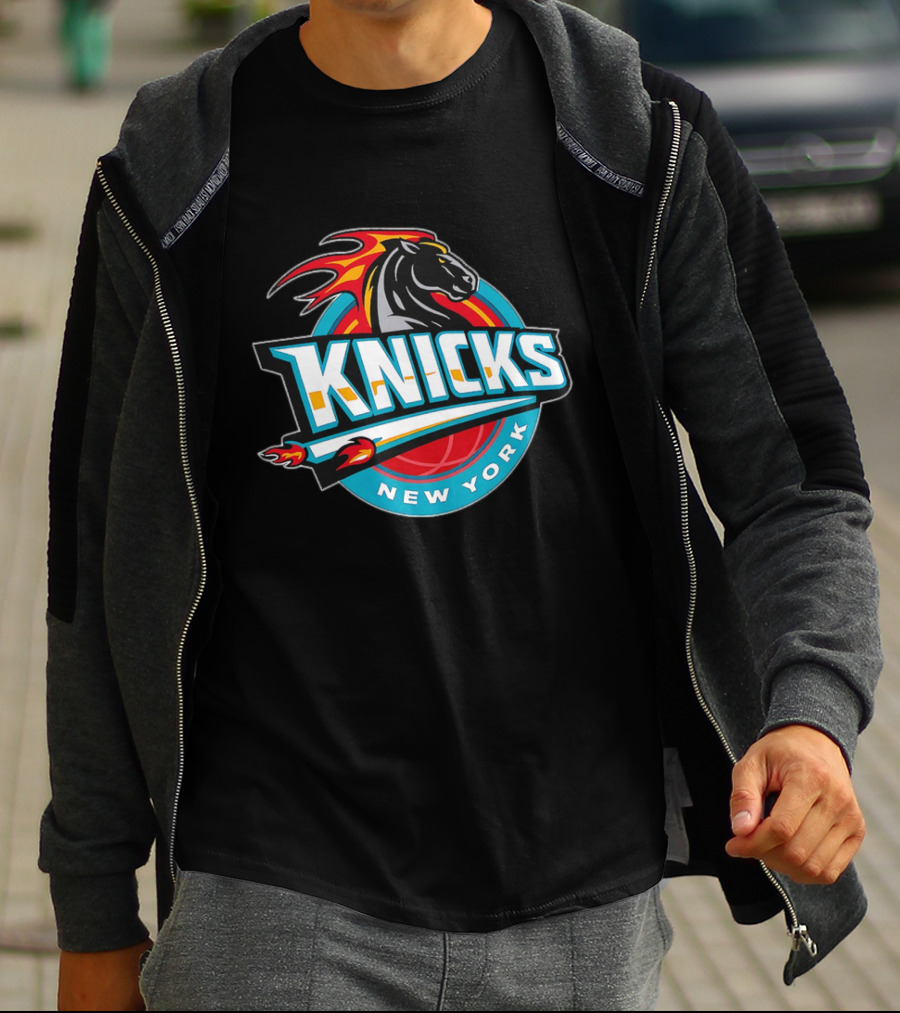 New York Knicks 2025 Horse Emblem With Blue And Red Accents T-Shirt