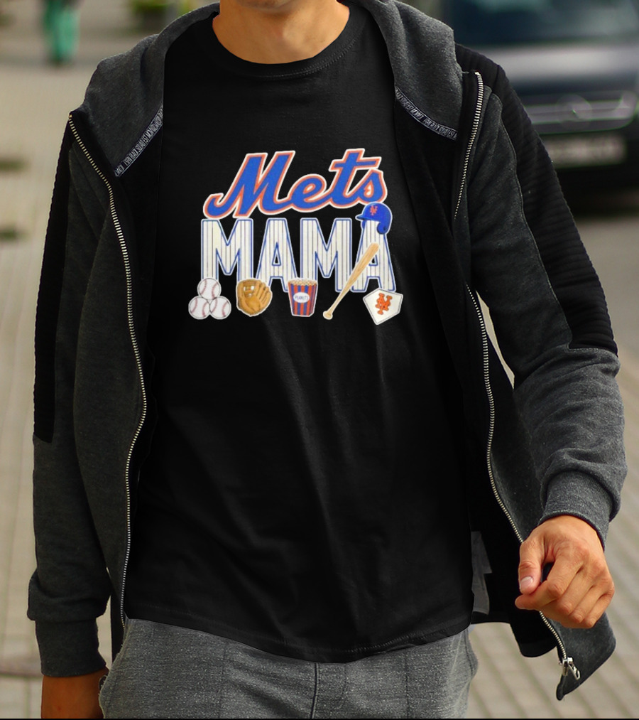 Mets Mama Mother’s Day Peanuts MLB Baseball Glove Bat Cap T-Shirt
