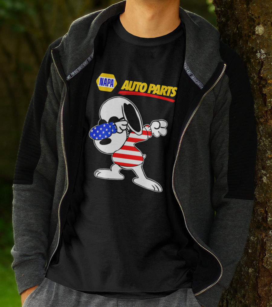 NAPA Auto Parts Snoopy Dabbing USA Flag Character T-Shirt