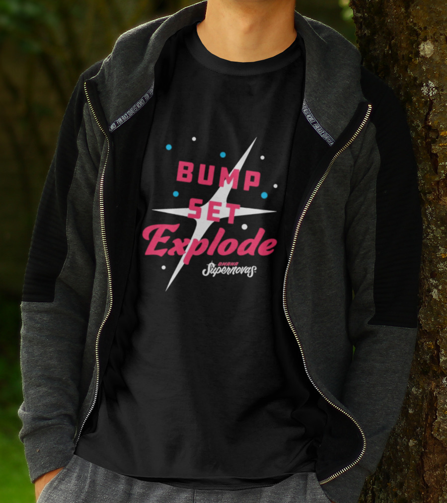 Omaha Supernovas Bump Set Explode Volleyball Starburst T-Shirt