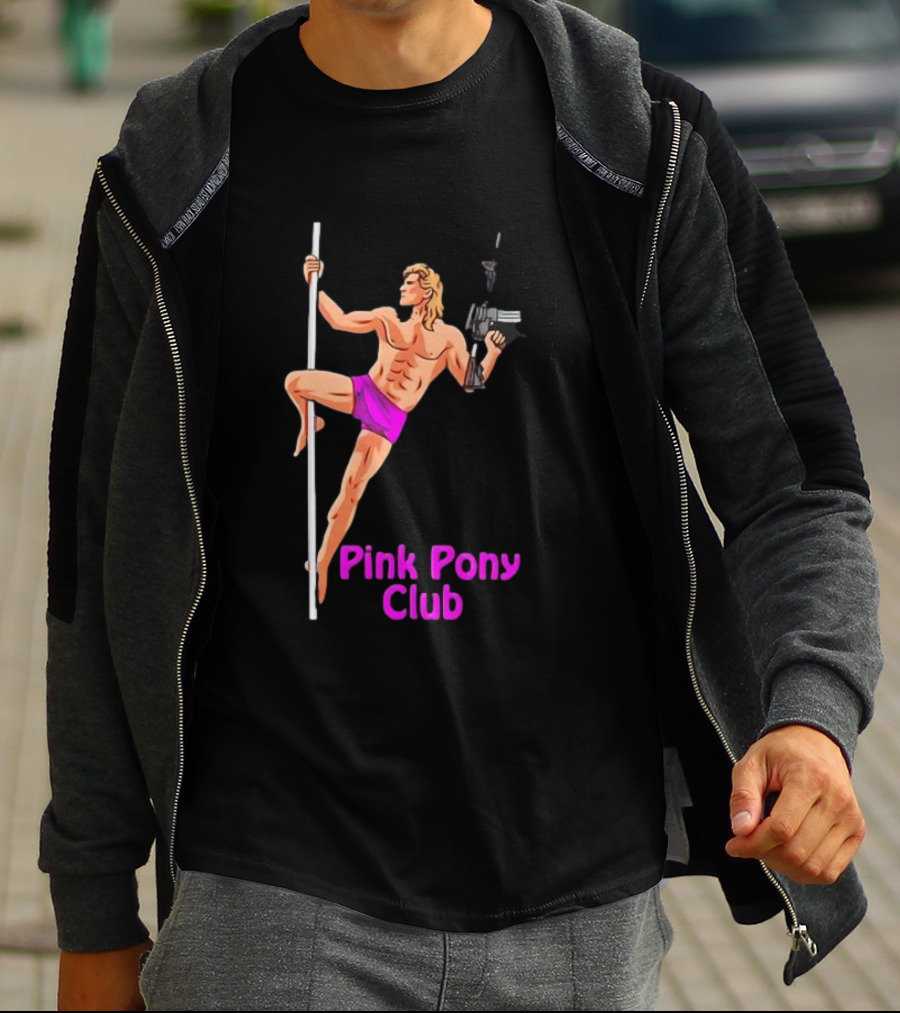 Pink Pony Club Pole Dancer With Gun T-Shirt