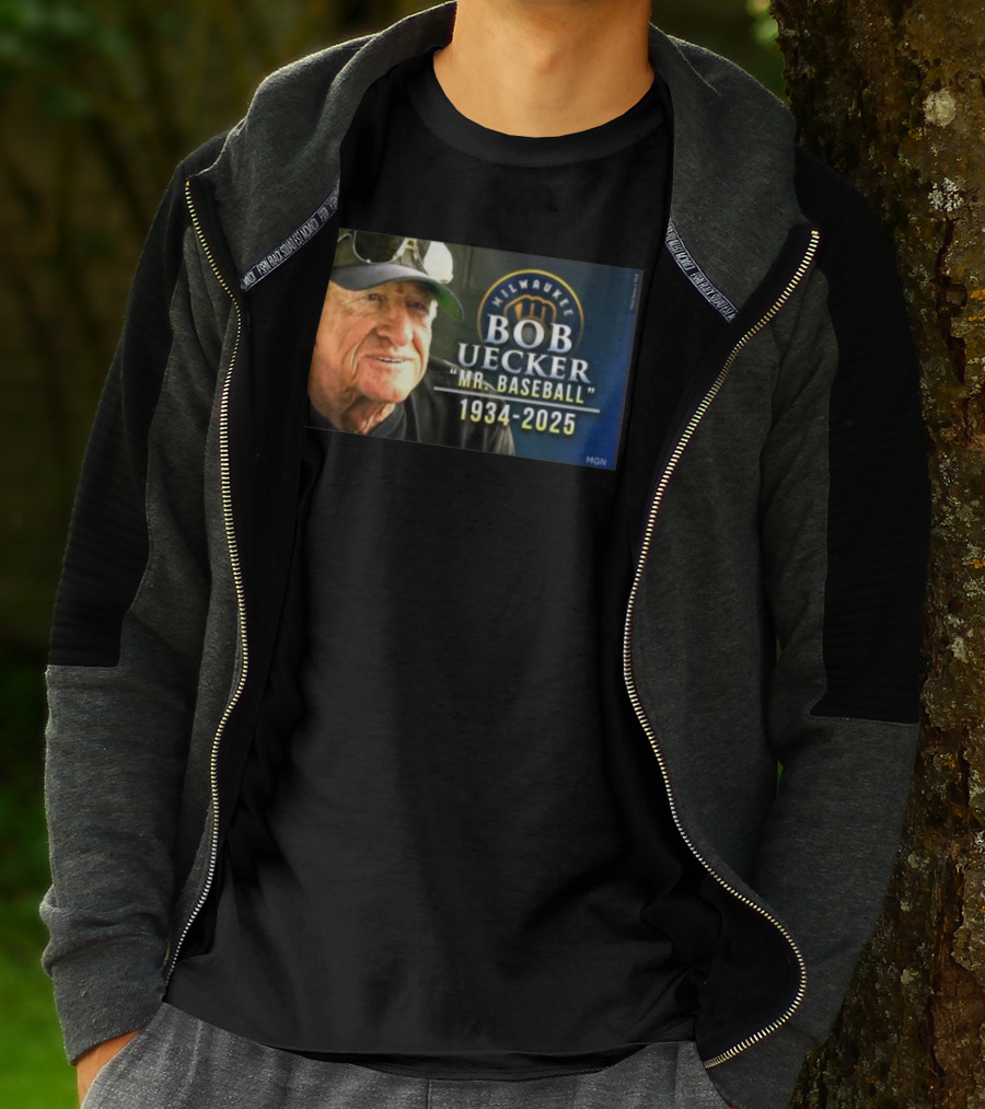 Milwaukee Brewers Bob Uecker Mr. Baseball 1934-2025 Tribute T-Shirt