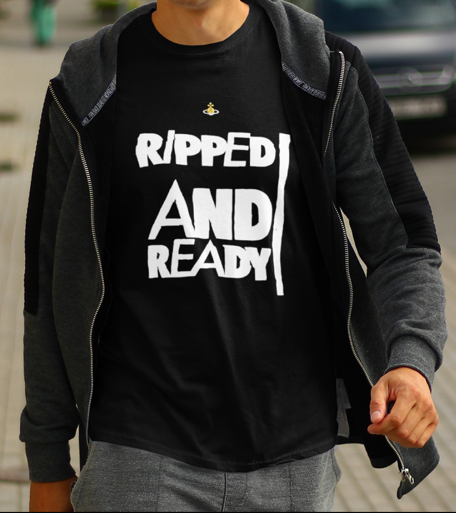 Ripped And Ready Chicken Dumbbell Fitness Motivation T-Shirt