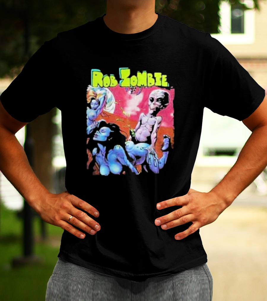 Rob Zombie Colorful Extraterrestrial Humor Scene T-Shirt