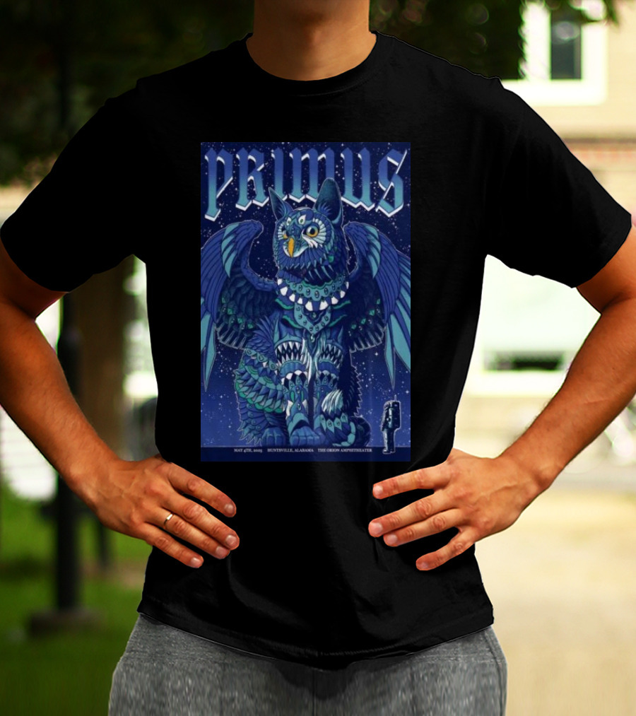 PRIMUS May 4 2025 Huntsville Alabama The Orion Amphitheater Owl Art T-Shirt