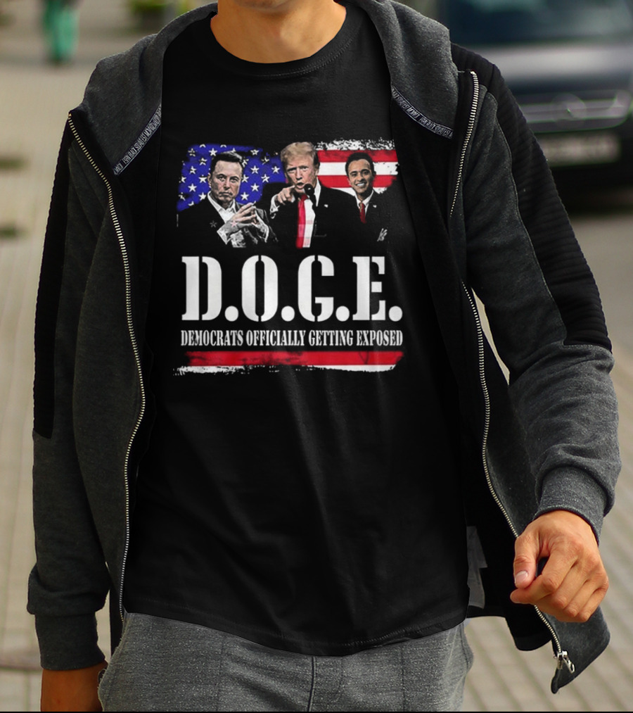 Patriot Pride Mens D.O.G.E Team Democrats Officially Getting Exposed USA Flag Icons T-Shirt