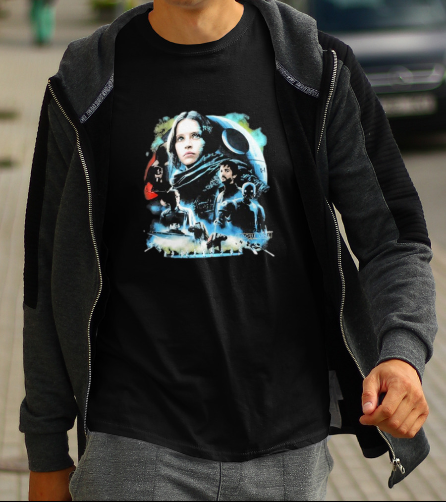 Rogue One A Star Wars Story Geeks Rule 15 Jyn Erso Cassian K-2SO Darth Vader Silkscreen T-Shirt