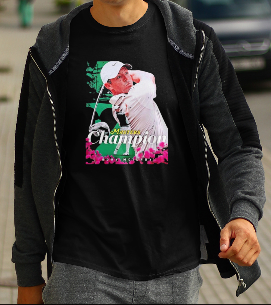 Masters Champion Rory McIlroy Golf Swing Portrait T-Shirt