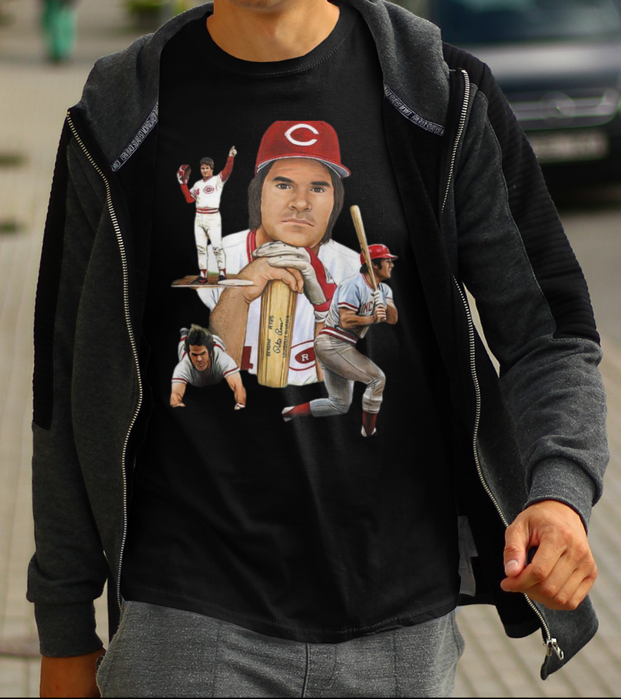 PETE ROSE Cincinnati Reds Baseball Legend 41 24 T-Shirt