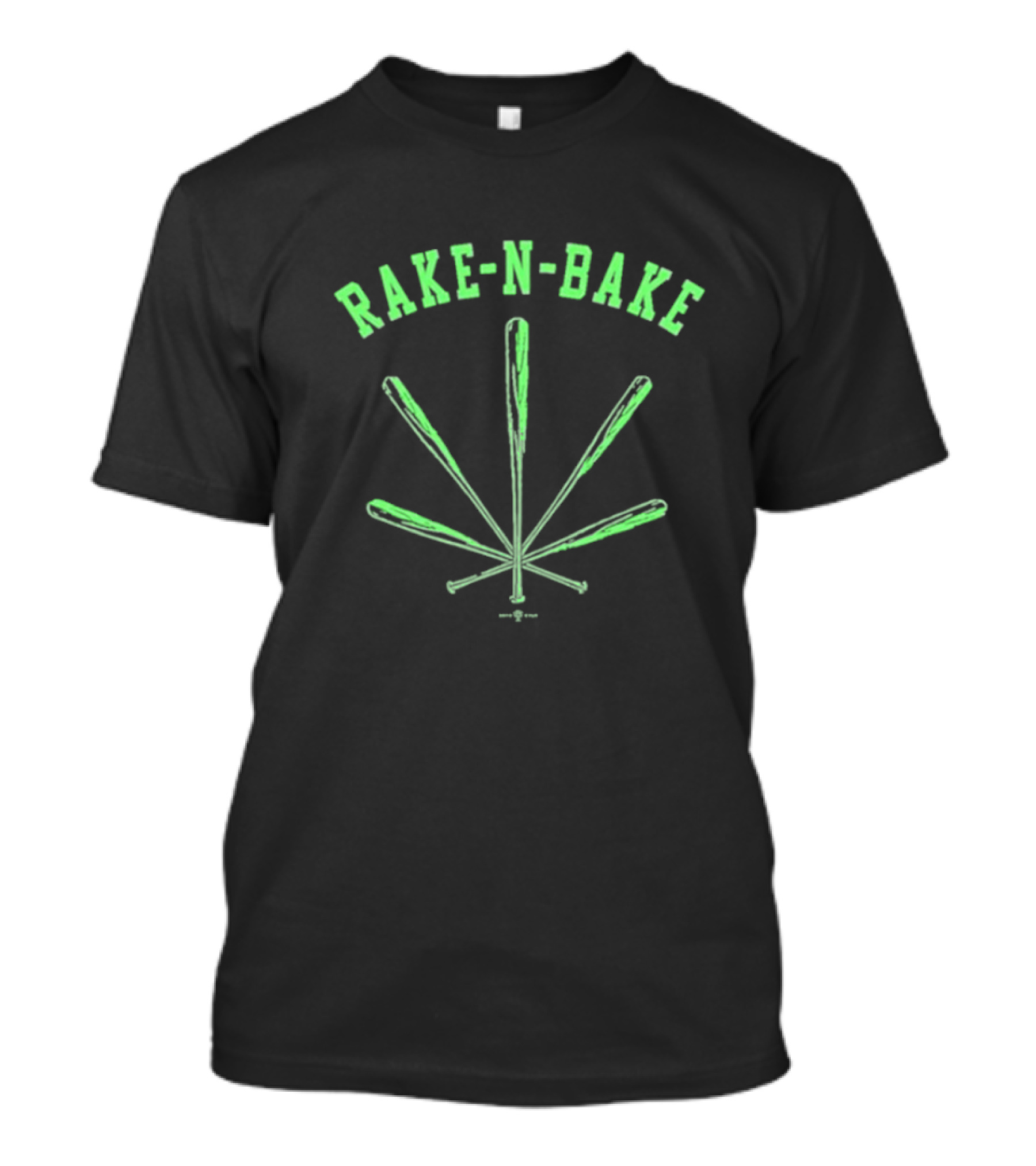 Rake-N-Bake Baseball Bat Leaf Design T-Shirt
