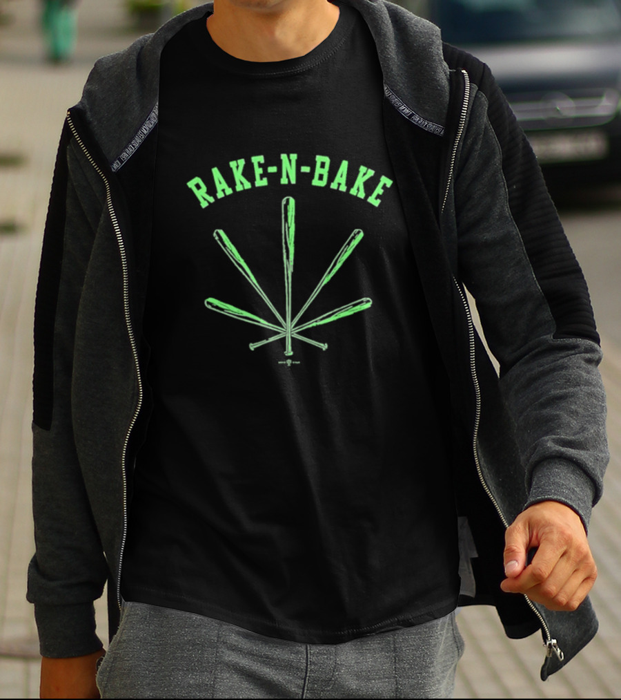Rake-N-Bake Baseball Bat Leaf Design T-Shirt