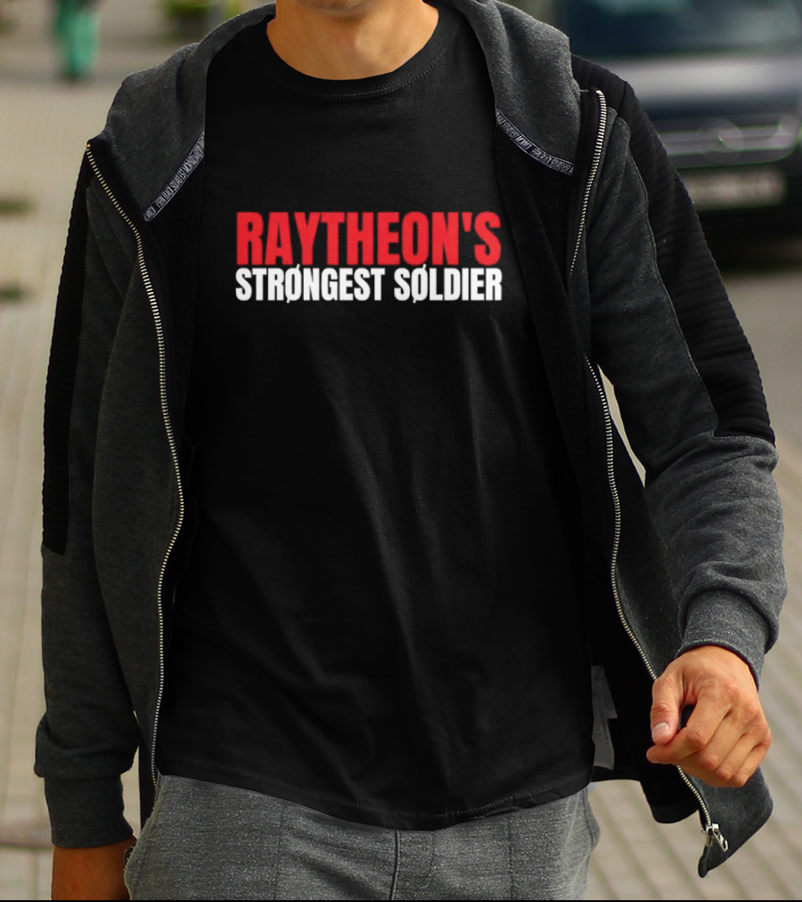 Raytheon’s Strongest Soldier Bold Red White Text T-Shirt