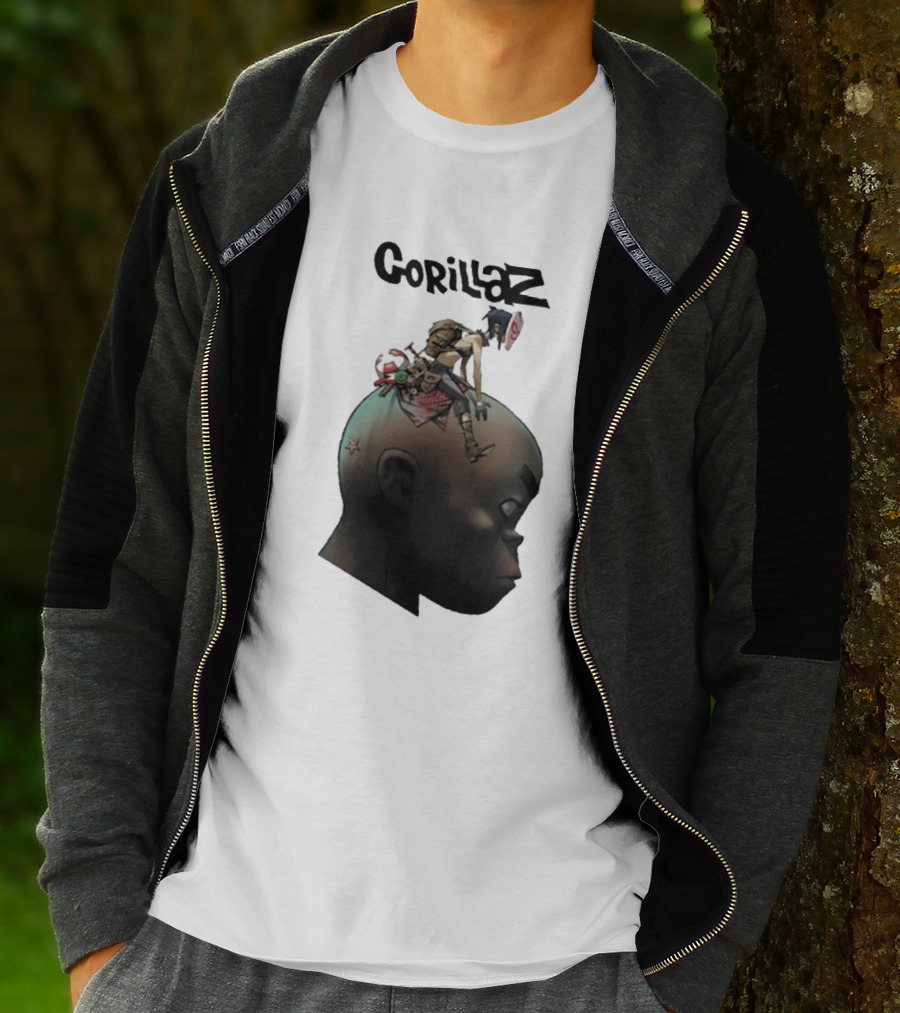 Gorillaz Character Sitting On Head Star Symbol T-Shirt
