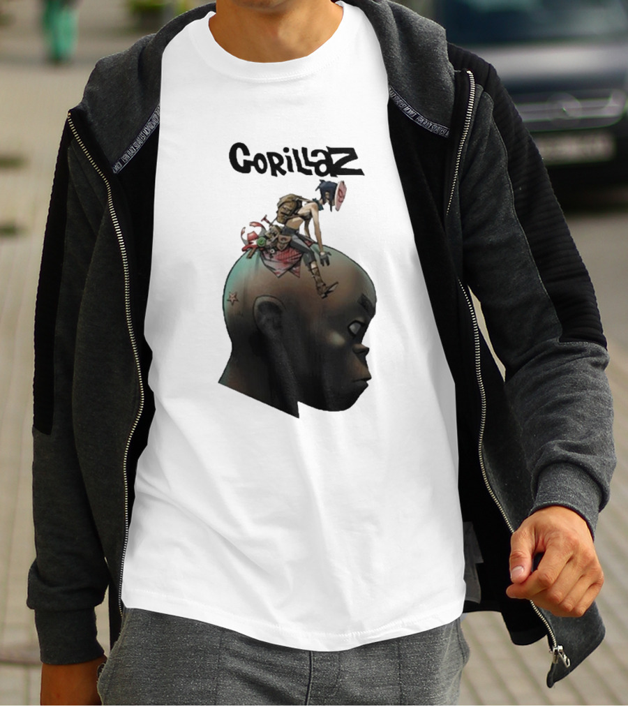 Gorillaz Character Sitting On Head Star Symbol T-Shirt