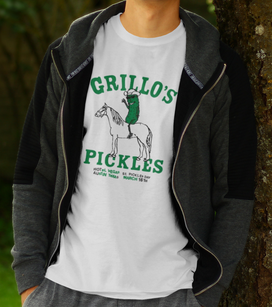 Grillo’s Pickles St Pickles Day Austin Texas March 16th Hotel Vegas T-Shirt