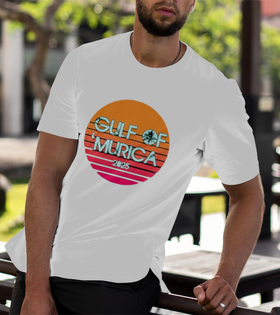 Gulf Of 'Murica 2025 Vintage Retro Sunset Vibe T-Shirt