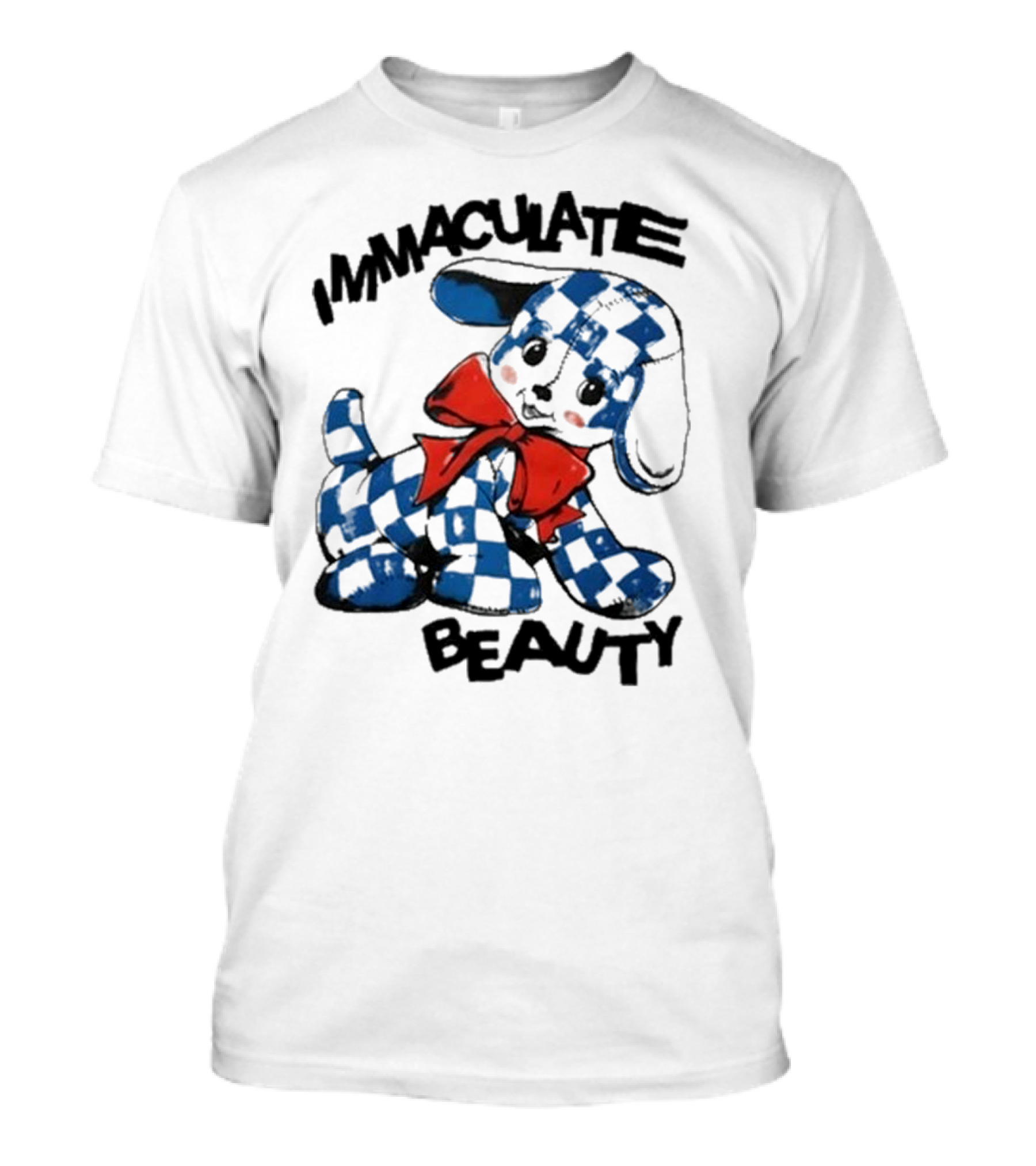 Henry Johnson Immaculate Beauty Blue Checkered Puppy Red Bow T-Shirt