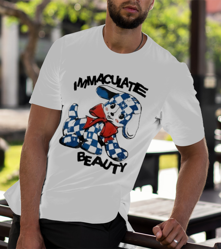 Henry Johnson Immaculate Beauty Blue Checkered Puppy Red Bow T-Shirt