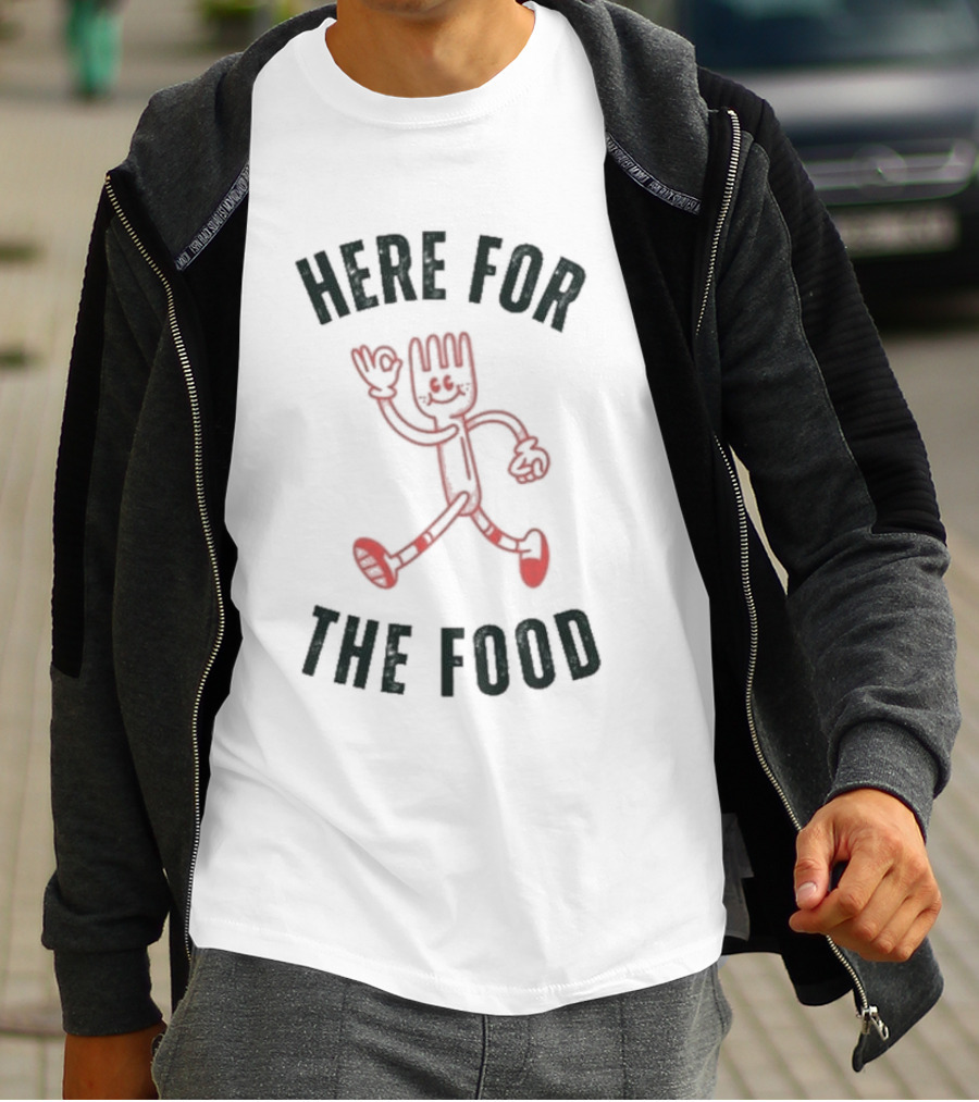 Here For The Food Fork Character T-Shirt
