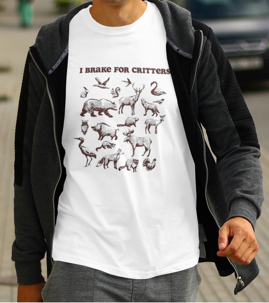I Brake For Critters Animal Silhouettes Wildlife Conservation T-Shirt