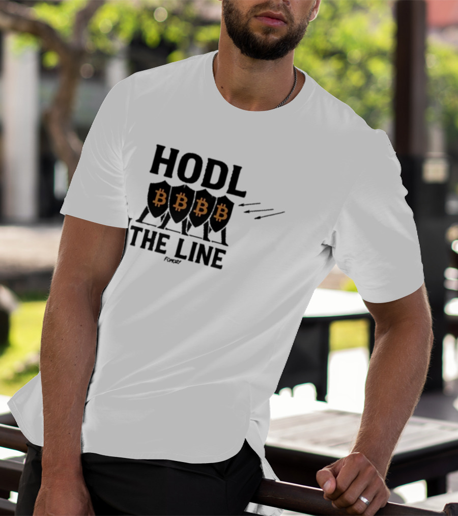 Hodl The Line Bitcoin Warrior Cryptocurrency Enthusiast BBB Pattern T-Shirt