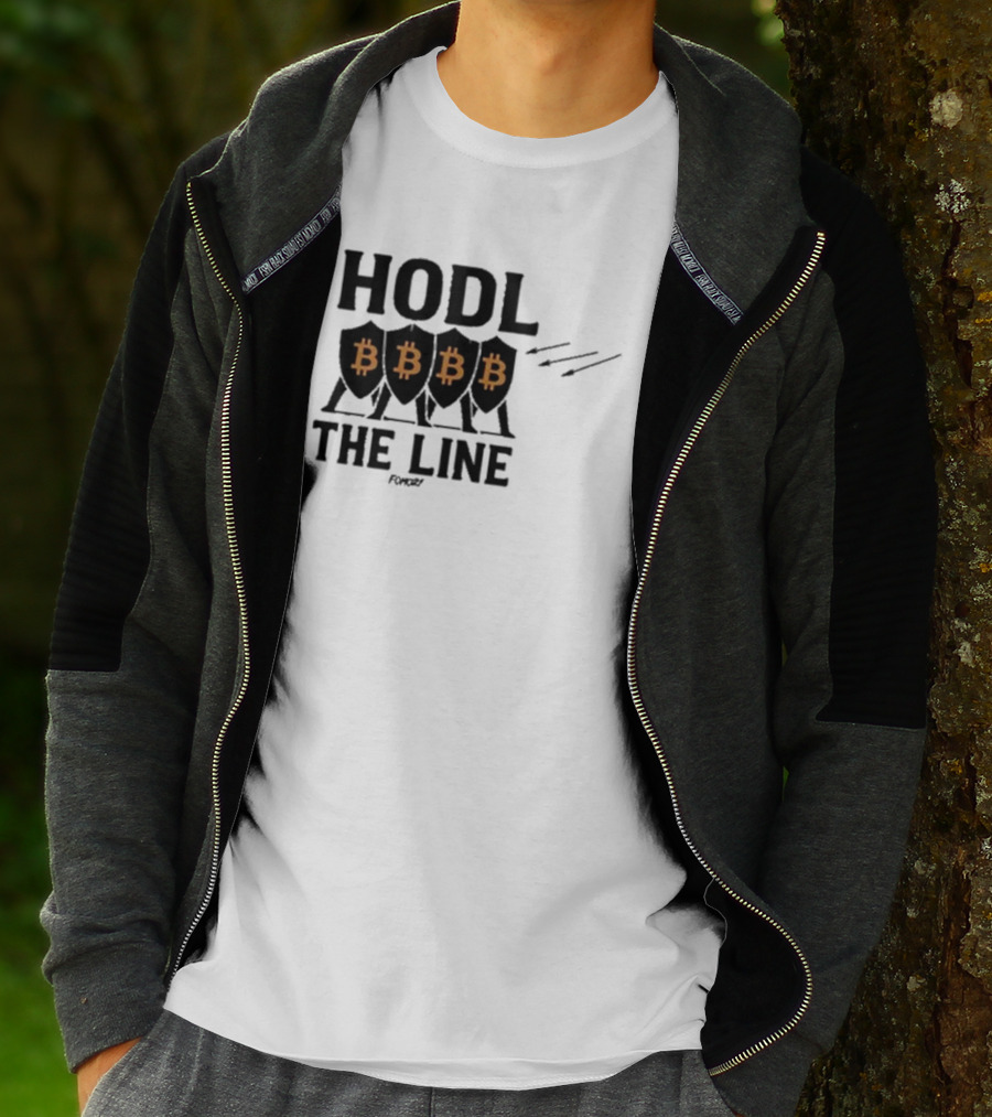 Hodl The Line Bitcoin Warrior Cryptocurrency Enthusiast BBB Pattern T-Shirt