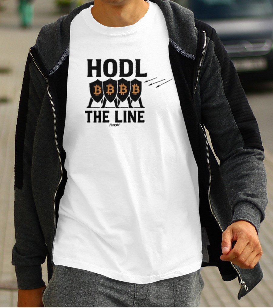 Hodl The Line Bitcoin Warrior Cryptocurrency Enthusiast BBB Pattern T-Shirt