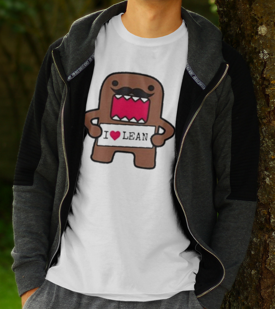 I Love Lean Domo Heart Mustache Cartoon Character T-Shirt