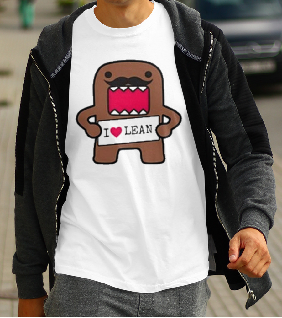 I Love Lean Domo Heart Mustache Cartoon Character T-Shirt