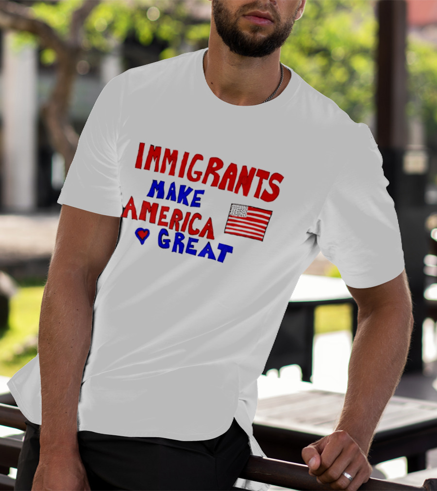 Immigrants Make America Great Heart Flag 2025 T-Shirt