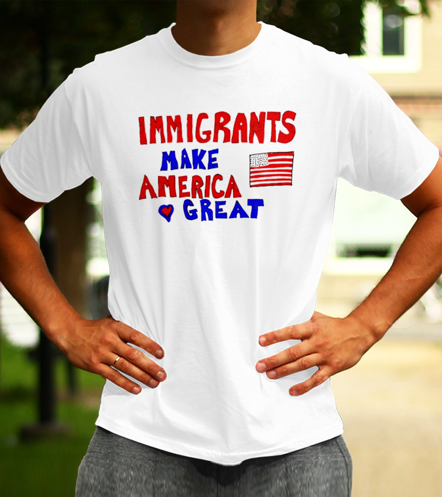 Immigrants Make America Great Heart Flag 2025 T-Shirt