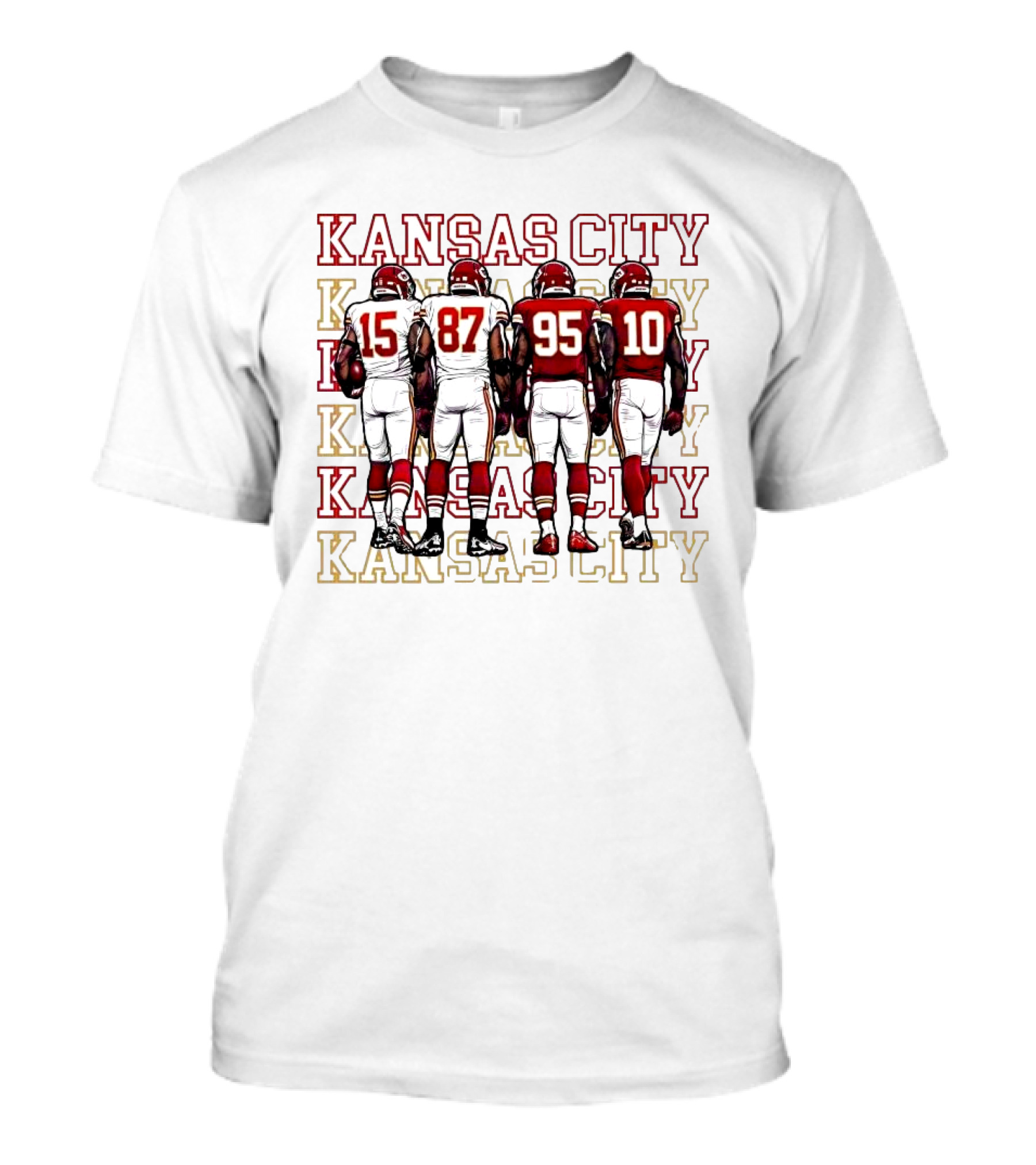 Kansas City Mahomes Kelce Chris Jones Isiah Pacheco 15 87 95 10 T-Shirt