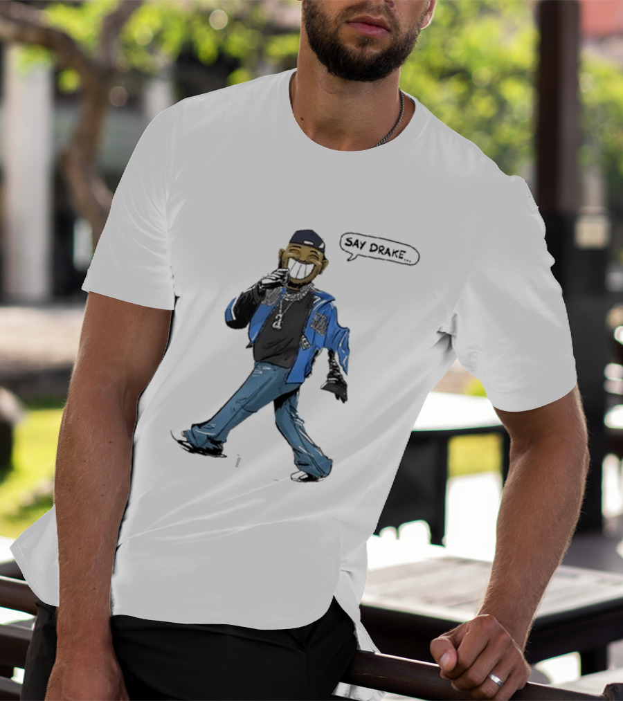 Kendrick Lamar Walking Cartoon With Baseball Cap And Blue Jacket T-Shirt